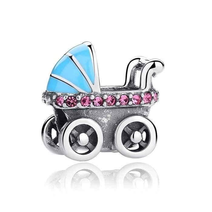 Talisman din argint stralucitor cu Carucior