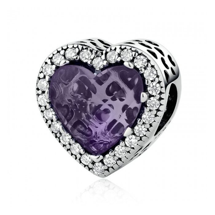 Talisman din argint cu Inimi de Gheata Mov