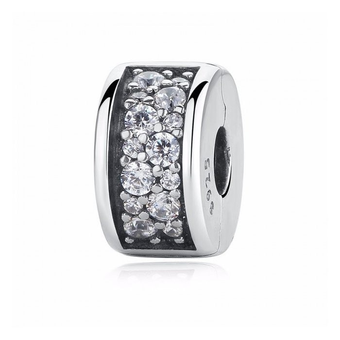 Talisman din argint cu Clips si Cristale Transparente