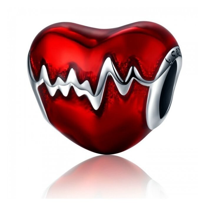 Talisman din argint cu Inima Rosie si Puls