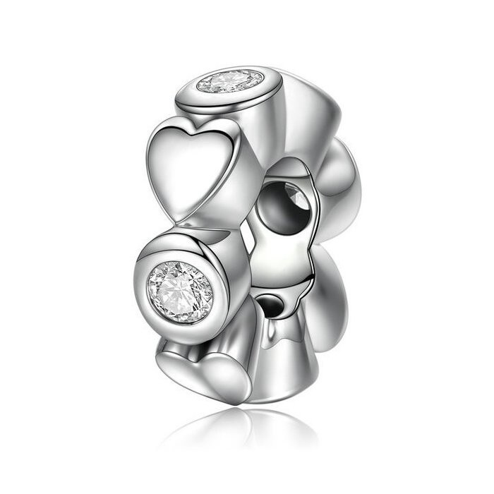 Talisman din argint cu Inimi si Cristale