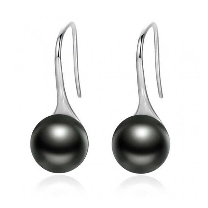 Cercei din argint Elegant Pearls black