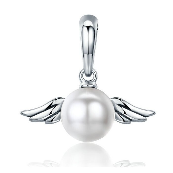 Talisman din argint cu Aripi si Perluta