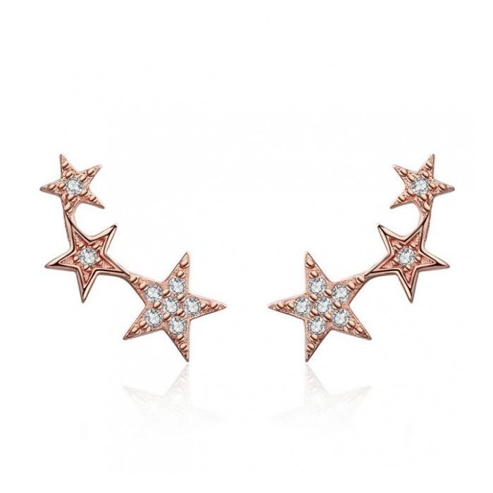 Cercei din argint Golden Stars