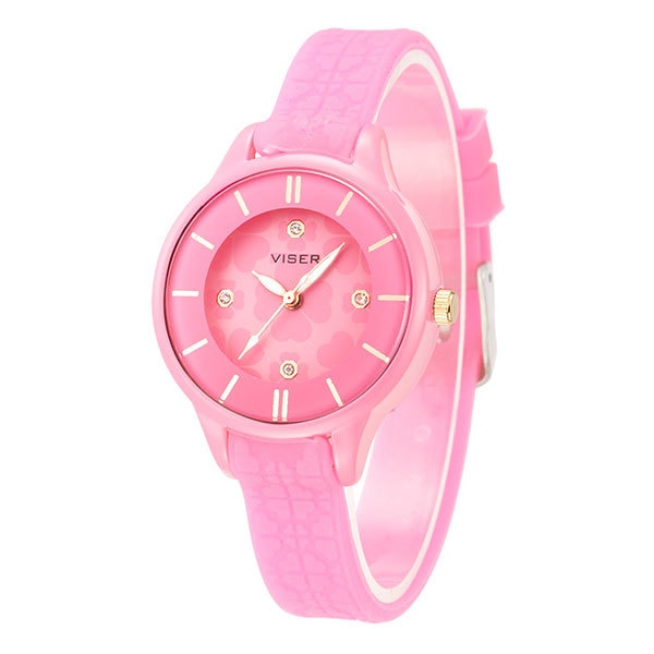 Ceas Dama Quartz Viser Casual Elegant Roz, CP9979RZ, curea din silicon, afisaj analog