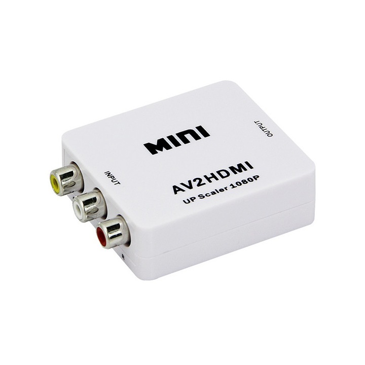 Mini convertor AV(RCA) la HDMI, 1080p, video si audio stereo