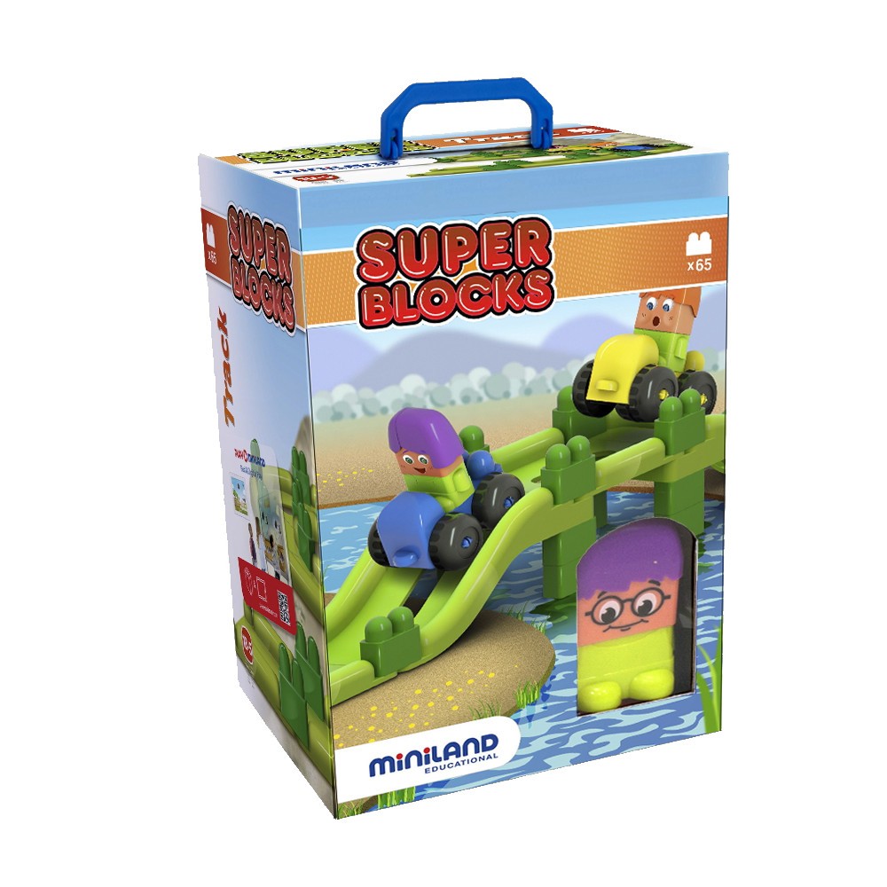 Joc de construit Jumpy Miniland, 33 piese, 2 personaje, 2 vehicule