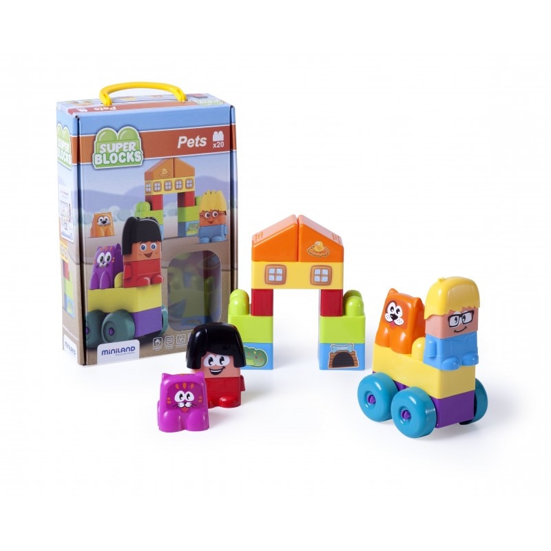 Joc de construit Animale de companie 12 piese, Miniland