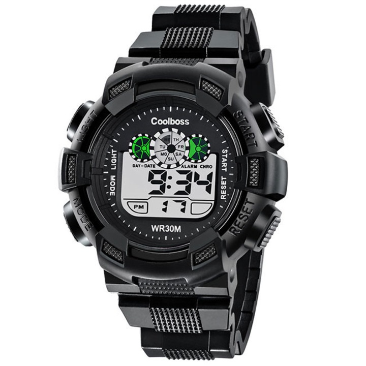 Ceas Unisex Quartz Coolboss Sport Negru, CP99626NU, curea din silicon, afisaj digital