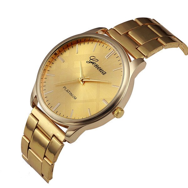 Ceas Barbatesc Quartz Geneva Casual Elegant Gold, CP9892GD, curea din aliaj, afisaj analog