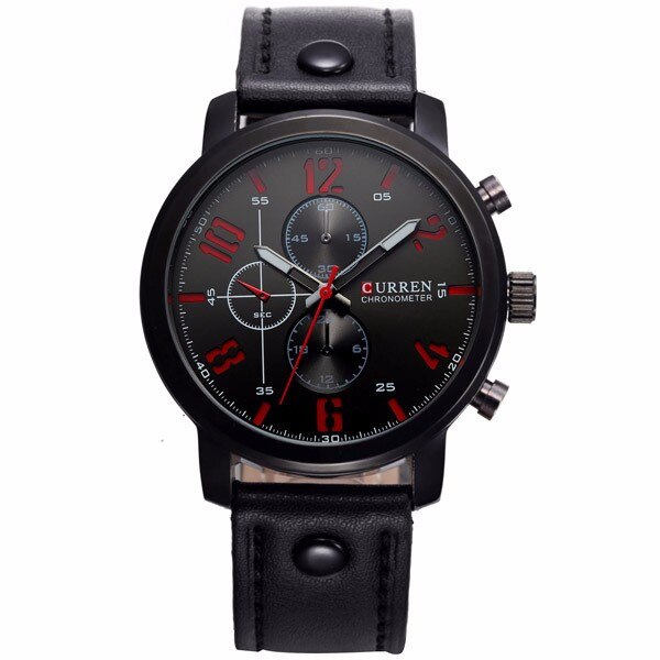 Ceas Barbatesc Quartz Curren Casual Negru, CP9756NU, curea din piele, afisaj analog