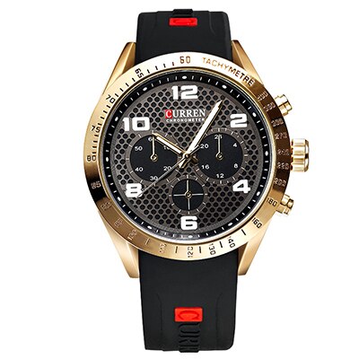 Ceas Barbatesc Quartz Curren Casual Elegant Gold, CP9772GD, curea din silicon, afisaj analog