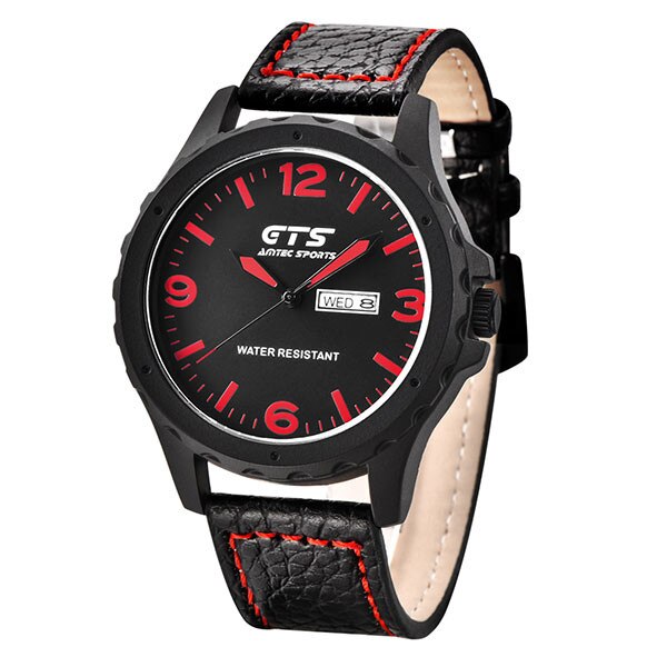 Ceas Barbatesc Quartz GTS Casual Elegant Rosu, CP9260RU, curea din piele, afisaj analog