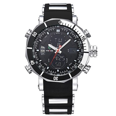 Ceas Barbatesc Quartz WEiDE Sport Negru, CP9764NU, curea din metal (zale), afisaj analog-digital