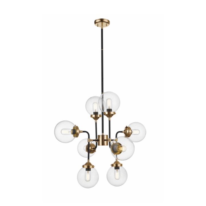 Lustra Riano, 8x40 W, Transparent, Metal/Sticla, Cadou 8 becuri LED