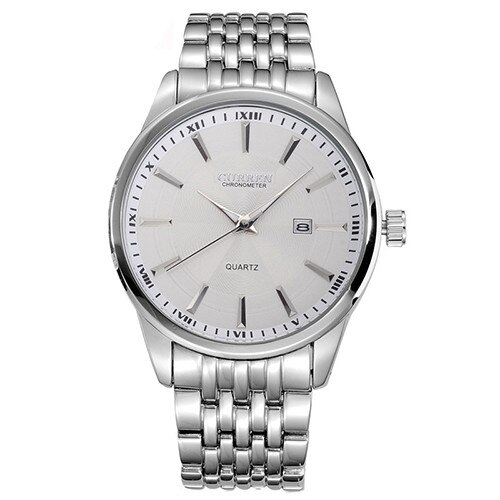 Ceas Barbatesc Quartz Curren Casual Elegant Alb, CP9733AB, curea din metal (zale), afisaj analog