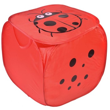 Cos pliabil iMK® pentru jucarii, Model buburuza, 45x45 cm Cos pliabil iMK® pentru jucarii, Model buburuza, 45x45 cm