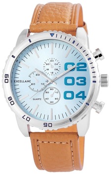 Ceas pentru barbati Excellanc Techno, Maro Deschis, Cadran Bleu Ceas pentru barbati Excellanc Techno, Maro Deschis, Cadran Bleu