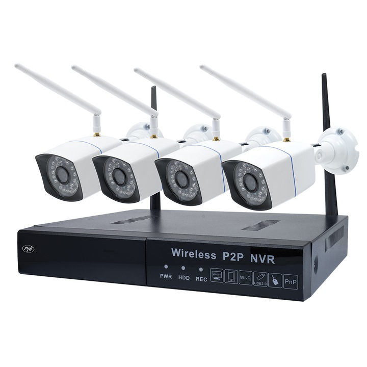 Комплект за видео наблюдаение PNI House WiFi550, NVR, 4 безжични камери, 1.0 МР