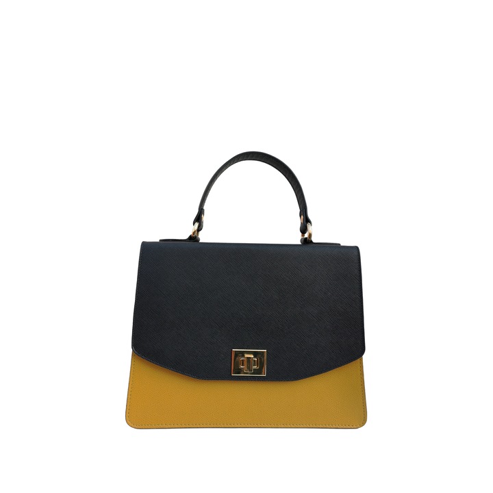 Ambrant, Saffiano bőr táska, Fekete és mustár