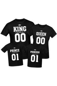 Set Tricouri Familie - Familia Regala cu 2 copii, Zebu, Negru, Negru Set Tricouri Familie - Familia Regala cu 2 copii, Zebu, Negru, Negru