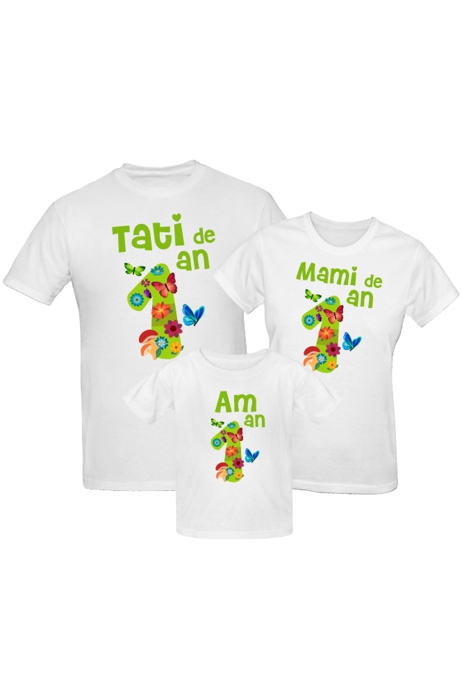 Set Tricouri Familie - 1 an, Alb, Alb