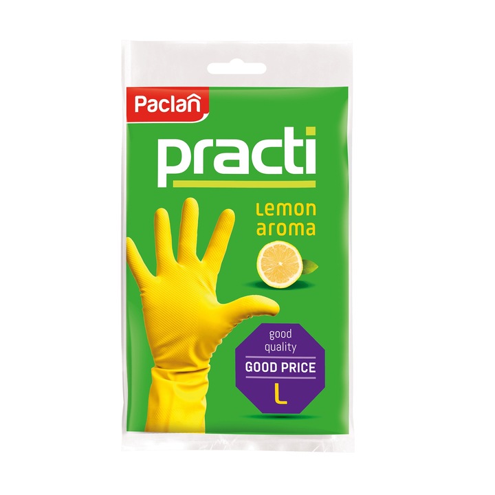 Manusi menaj din cauciuc Paclan Practi lemon aroma marimea L