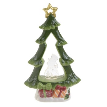 Decoratiune ceramica Bradut Craciun cu LED 27 cm Decoratiune ceramica Bradut Craciun cu LED 27 cm