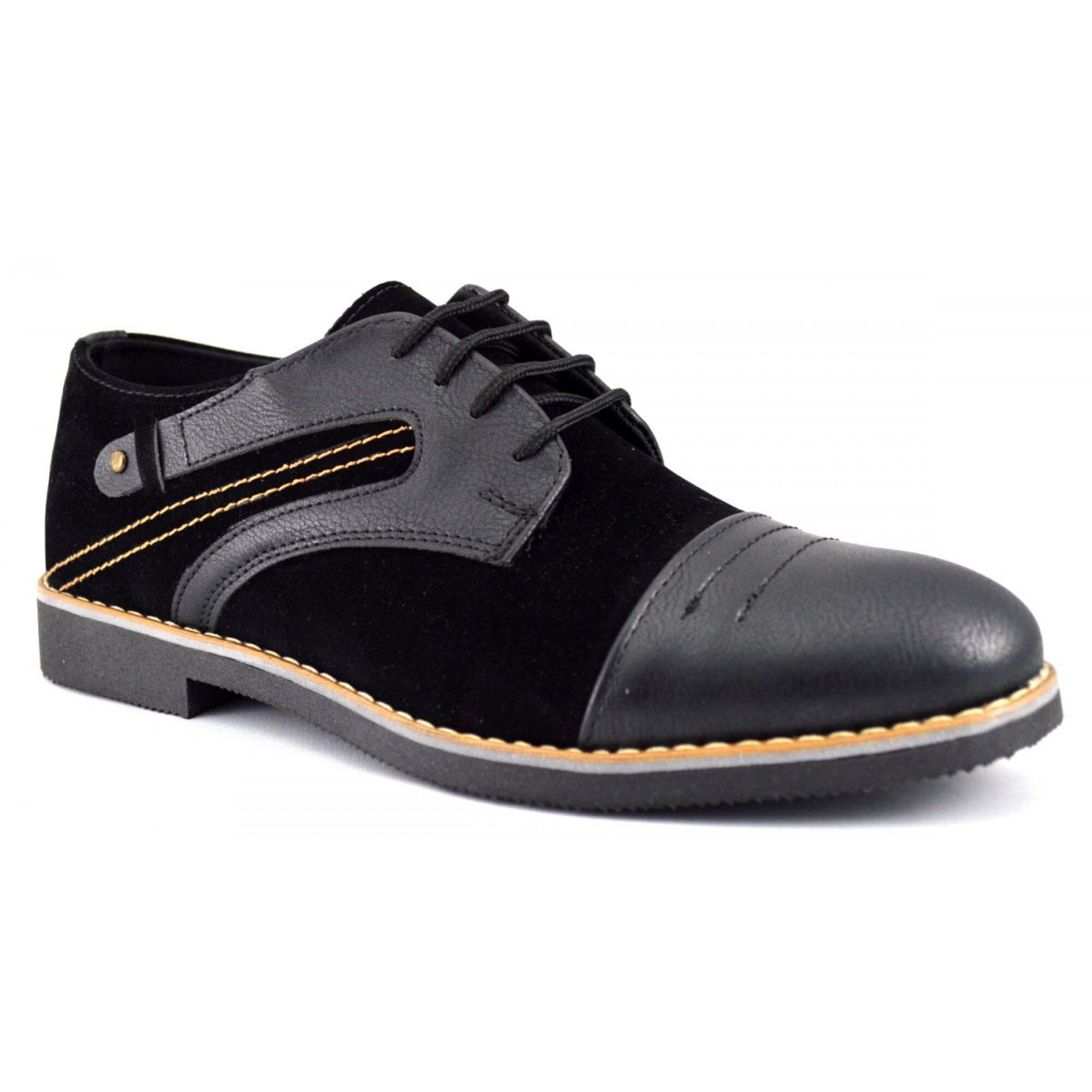 Pantofi Casual Barbatesti Negri cu insertii, Negru