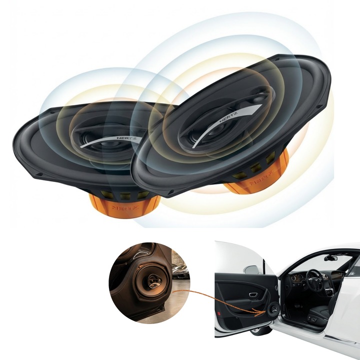 Set 2 Difuzoare auto Hertz Dieci® DCX 690.3, Set coaxial 3 cai, 90W RMS, Impedanta 4Ω, Putere Maxima - 180 W, sunet puternic si clar, constructie solida, Negru