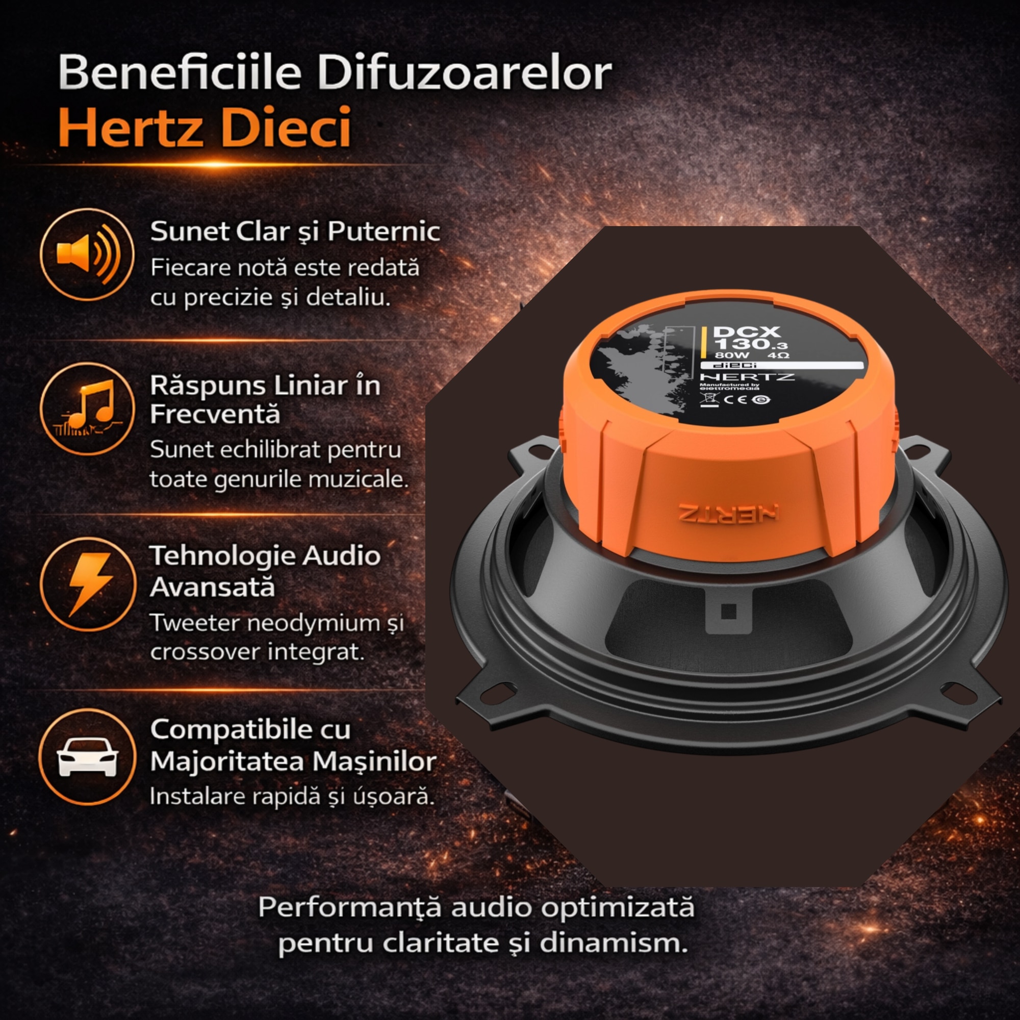 Set 2 Difuzoare auto HERTZ DCX, dimensiune Woofer - 130 mm, 2 cai