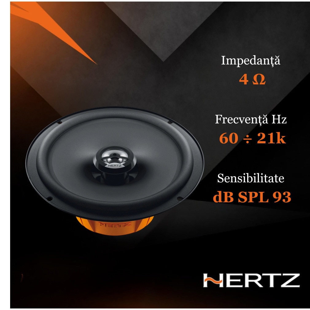 Set 2 Difuzoare auto Hertz Dieci® DCX 165.3, set sistem 2 căi