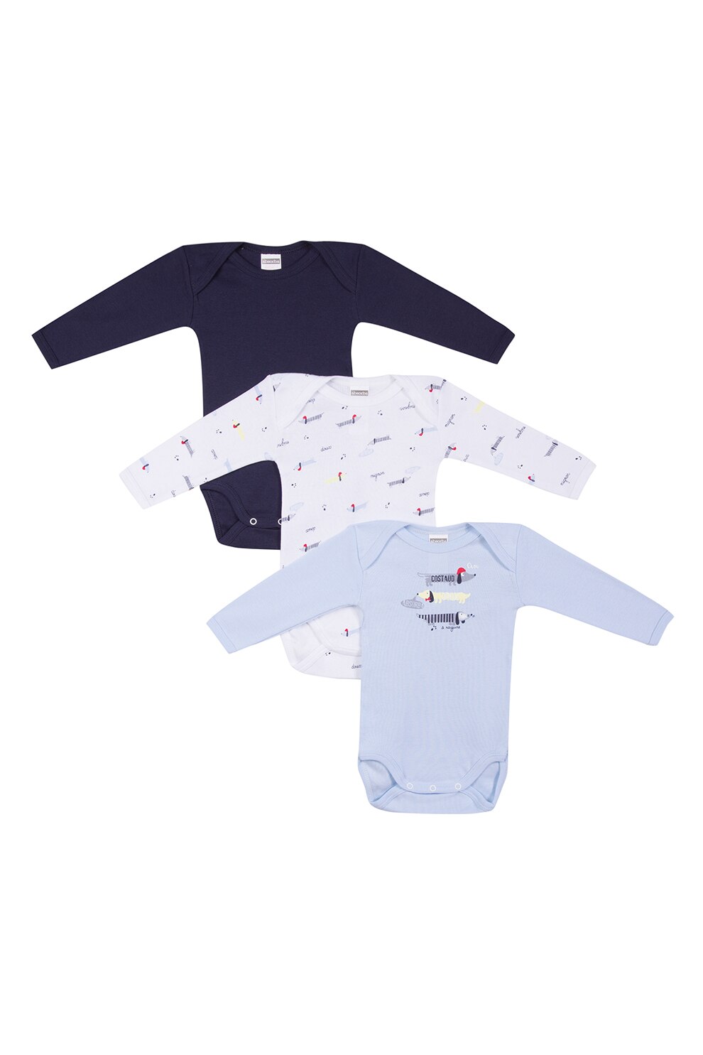 Absorba, Set de body-uri cu imprimeu - 3 piese, Multicolor, Multicolor, 59 CM