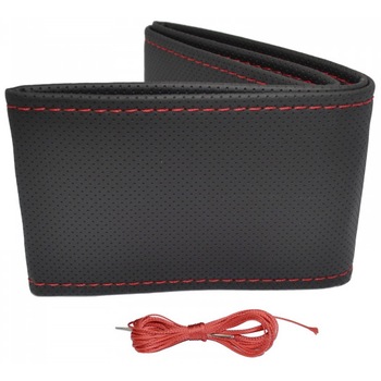 Husa volan auto cu snur Otom, negru/rosu Husa volan auto cu snur Otom, negru/rosu