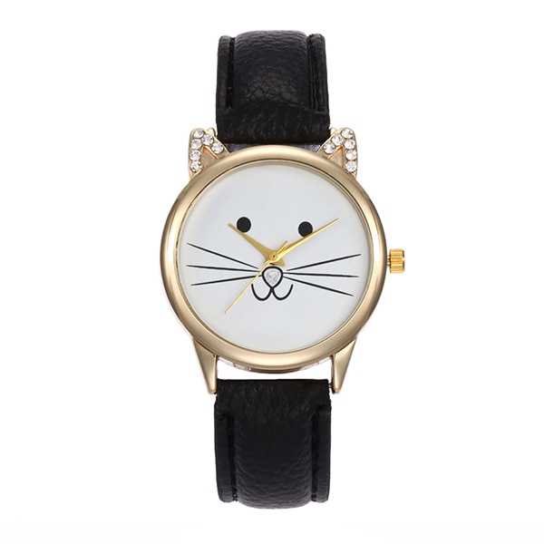 Ceas Geneva Dama Quartz Casual Elegant Negru, PN999248NU, curea din piele, afisaj Analog