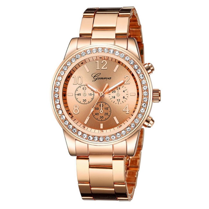 Ceas Dama Quartz Geneva Casual Elegant Rose, CP9141RE, curea din metal (zale), afisaj analog