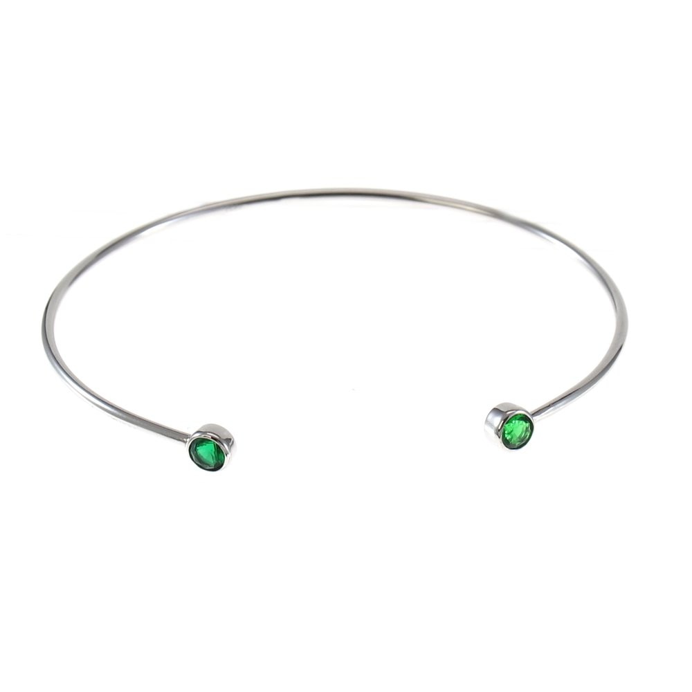 Bratara IJOO, fixa, din argint 925 placat cu rodiu, Green Light