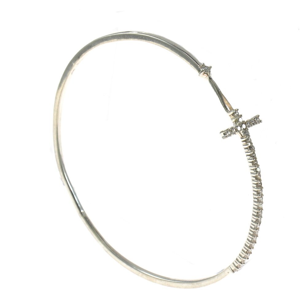 Bratara fixa, din argint 925 placat cu rodiu, cu cristale Cubic Zirconia - IJOO