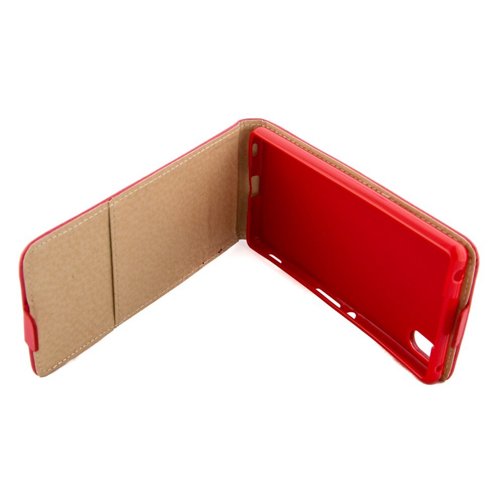 Husa Sony Ericsson Xperia Z4, Piele Eco, Pocket slim, rosie