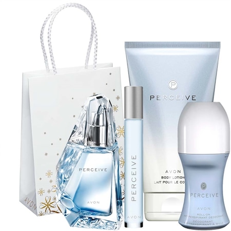 Set cadou Perceive- Apa de parfum Perceive 50ml, Lotiune de corp Perceive 150 ml, Doeodorant cu bila Perceive 50 ml, Mini ap ade parfum Perceive 10 ml si Punga cadou