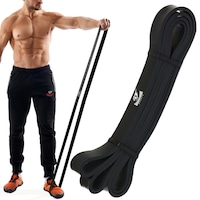 Banda Fitness elastica de cauciuc pentru exercitii, antrenament, Rezistenta Pentru Forta, Coordonare, Mobilitate, Stretching Armageddon Sports, Power Band Black, Negru, 208x2.2x0.45cm, Rezistenta 10-25 kg