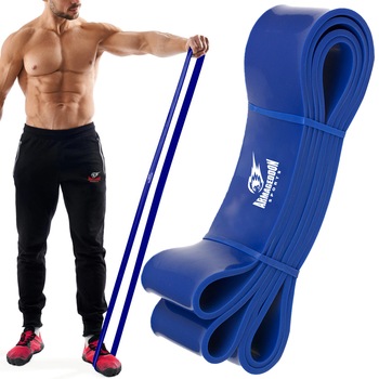 Banda Fitness elastica de cauciuc pentru exercitii, antrenament, Rezistenta Pentru Forta, Coordonare, Mobilitate, Stretching Armageddon Sports, Power Band Blue, Albastru, 208x6.4x0.45cm, Rezistenta 25-60 kg Banda Fitness elastica de cauciuc pentru exercitii, antrenament, Rezistenta Pentru Forta, Coordonare, Mobilitate, Stretching Armageddon Sports, Power Band Blue, Albastru, 208x6.4x0.45cm, Rezistenta 25-60 kg