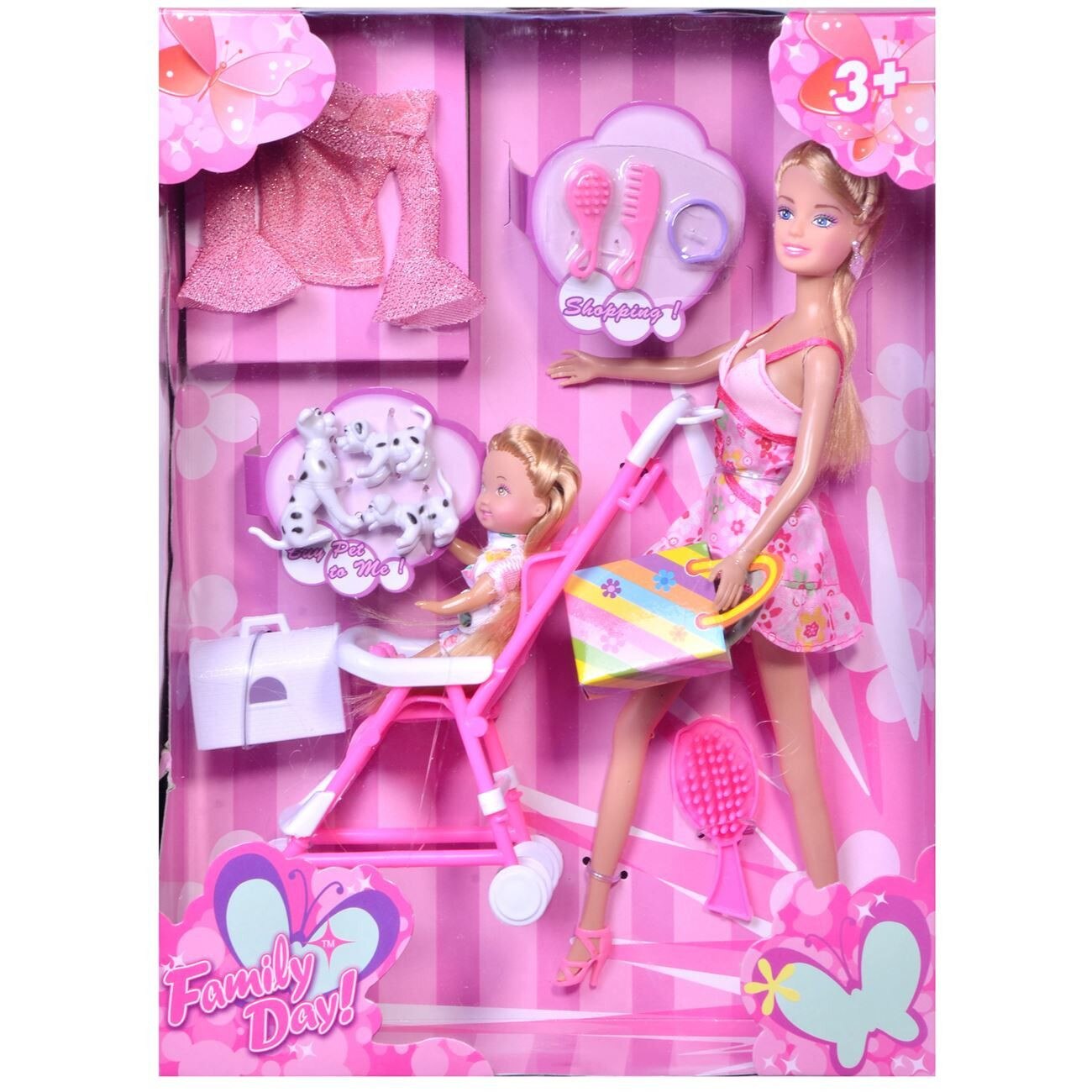 Set de joaca iMK® Papusa Betty cu bebelus, carucior si accesorii