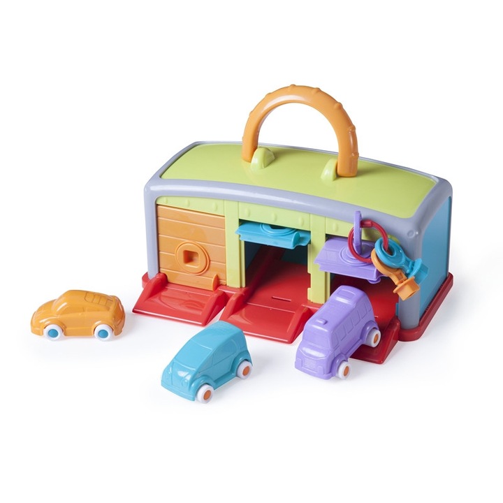 Jucarie garajul meu Miniland, 3 masinute, 3 chei