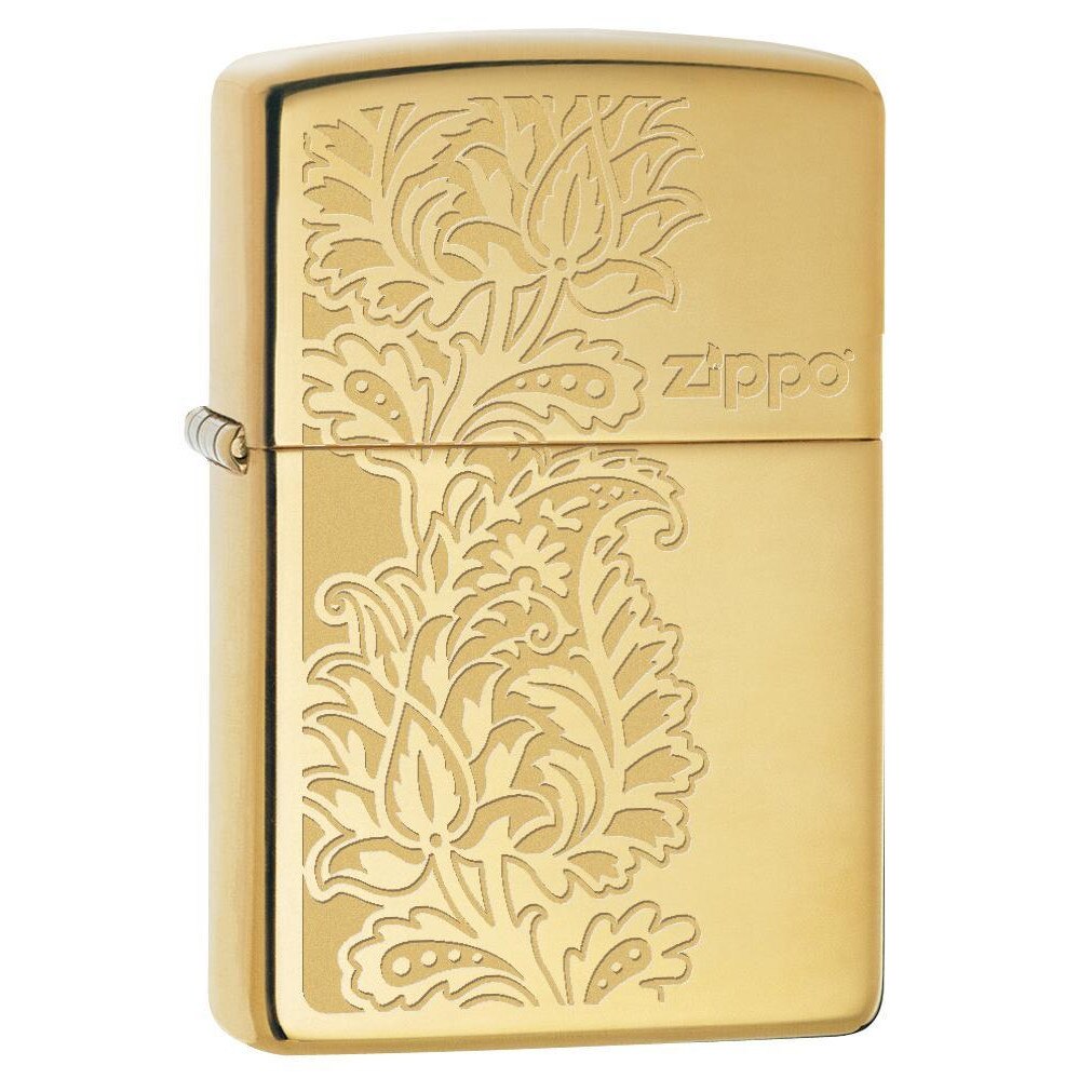 Bricheta Zippo High Polish Brass Paisley Design
