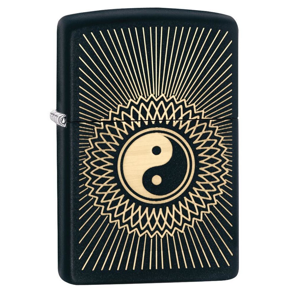 Bricheta Zippo Black Matte Laser Engrave Yin Yang