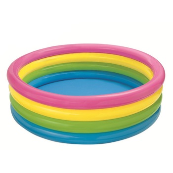 Piscina gonflabila Curcubeul Fericit pentru copii , Usor de montat si cu 4 inele gonflabile ,Dimensiune 168 x 46 cm , Instalare Rapida, Forma Rotunda ,Material PVC , Multicolora alaturi de kit reparatie cadou ! Piscina gonflabila Curcubeul Fericit pentru copii , Usor de montat si cu 4 inele gonflabile ,Dimensiune 168 x 46 cm , Instalare Rapida, Forma Rotunda ,Material PVC , Multicolora alaturi de kit reparatie cadou !