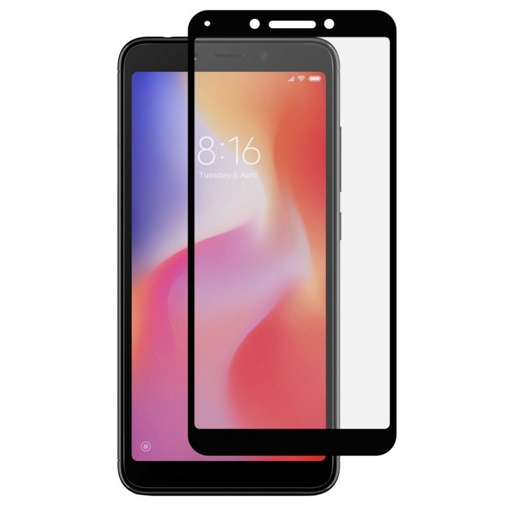 Folie Sticla Premium pentru Xiaomi Redmi 6 & Redmi 6A, 5D, Full Cover, Full Glue, Negru