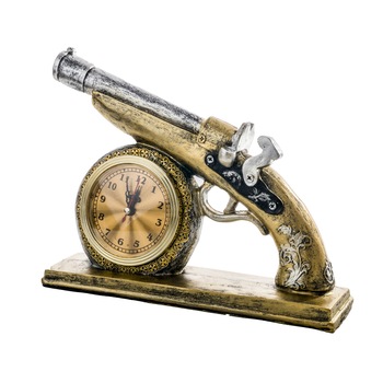 Ceas decorativ pistol, realizat din rasina, 23 cm Ceas decorativ pistol, realizat din rasina, 23 cm