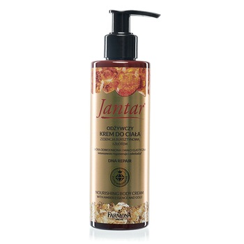 Crema nutritiva de corp cu esenta de chihlimbar si Aur Jantar, 200 ml Crema nutritiva de corp cu esenta de chihlimbar si Aur Jantar, 200 ml